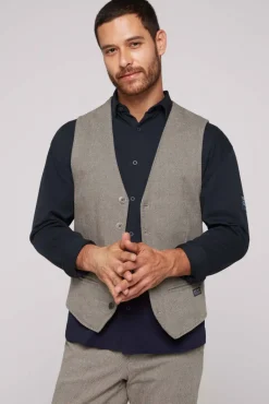 Best Sale CAMP DAVID & SOCCX Anzugweste mit filigranen Webmuster tan