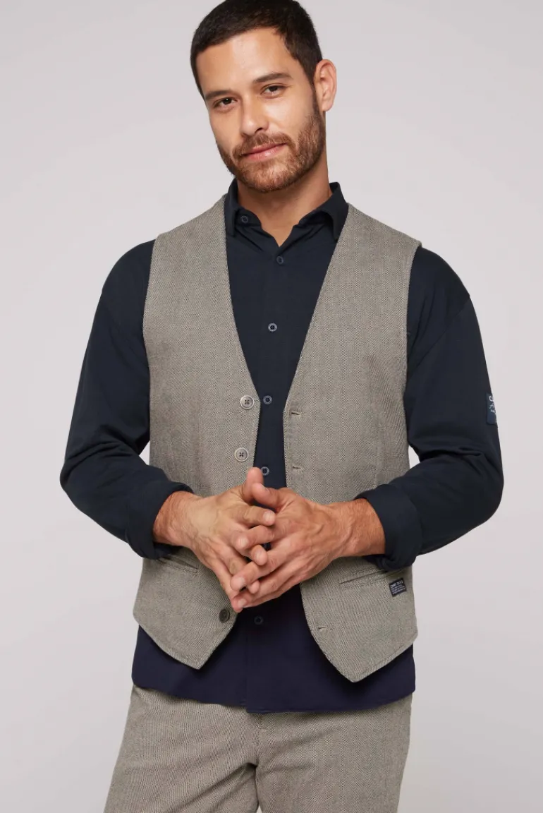 Best Sale CAMP DAVID & SOCCX Anzugweste mit filigranen Webmuster tan