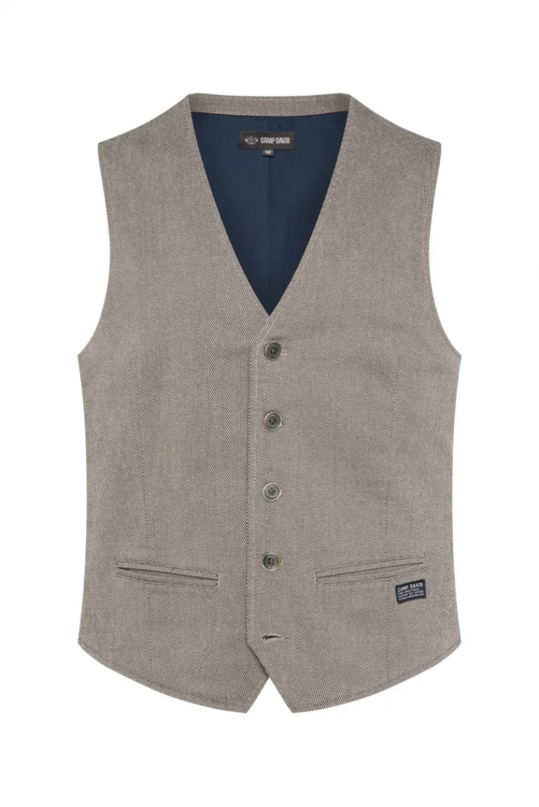 Best Sale CAMP DAVID & SOCCX Anzugweste mit filigranen Webmuster tan