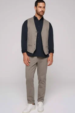 Best Sale CAMP DAVID & SOCCX Anzugweste mit filigranen Webmuster tan