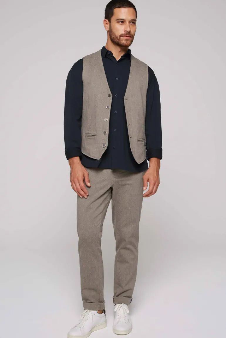 Best Sale CAMP DAVID & SOCCX Anzugweste mit filigranen Webmuster tan