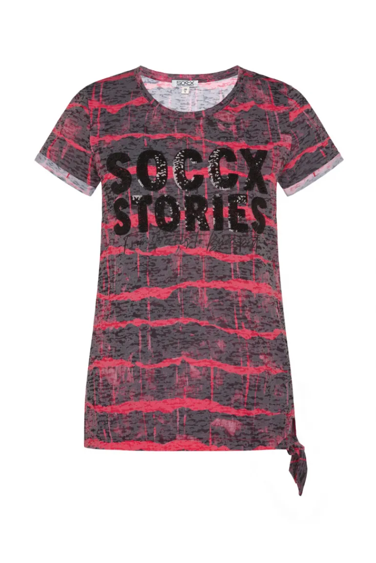Store CAMP DAVID & SOCCX Ausbrenner-Shirt mit Pailletten-Logo pinky red pinkyred