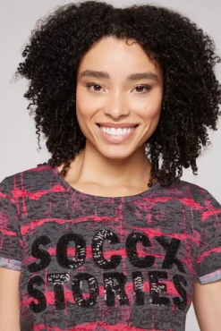 Store CAMP DAVID & SOCCX Ausbrenner-Shirt mit Pailletten-Logo pinky red pinkyred