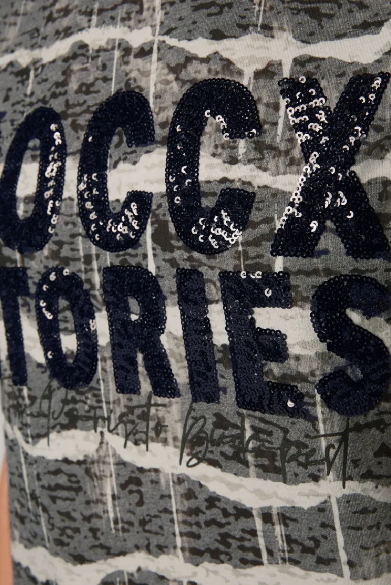 Best CAMP DAVID & SOCCX Ausbrenner-Shirt mit Pailletten-Logo stone beige stonebeige