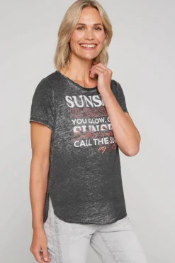 Cheap CAMP DAVID & SOCCX Ausbrenner-T-Shirt mit Frontprint black