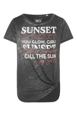 Cheap CAMP DAVID & SOCCX Ausbrenner-T-Shirt mit Frontprint black