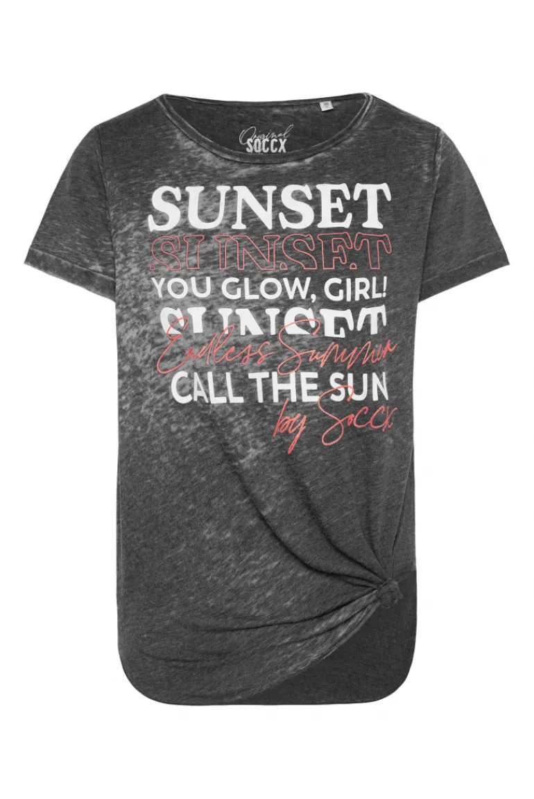 Cheap CAMP DAVID & SOCCX Ausbrenner-T-Shirt mit Frontprint black