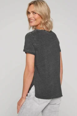 Cheap CAMP DAVID & SOCCX Ausbrenner-T-Shirt mit Frontprint black
