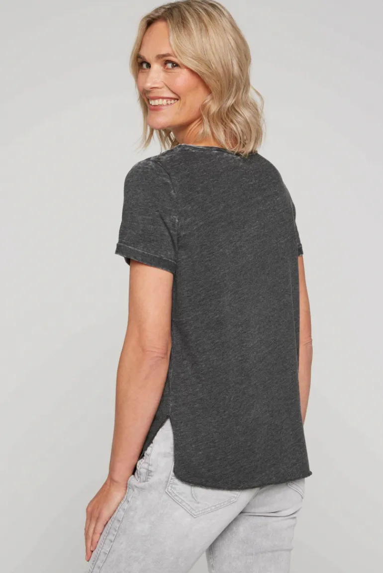Cheap CAMP DAVID & SOCCX Ausbrenner-T-Shirt mit Frontprint black