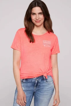 Clearance CAMP DAVID & SOCCX Ausbrenner-T-Shirt mit Rücken-Print neon pink neonpink
