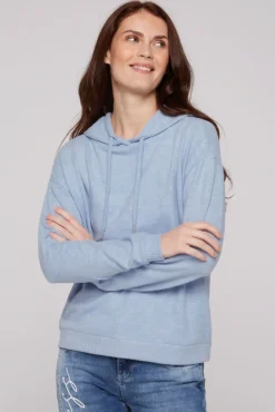 Cheap CAMP DAVID & SOCCX Basic Hoodie aus Flauschstrick cool blue coolblue