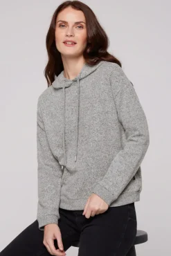 Best Sale CAMP DAVID & SOCCX Basic Hoodie aus Flauschstrick grey melange greymelange