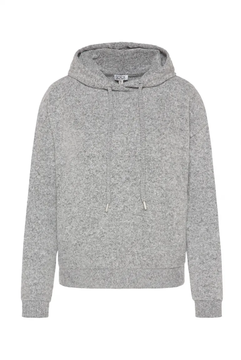 Best Sale CAMP DAVID & SOCCX Basic Hoodie aus Flauschstrick grey melange greymelange