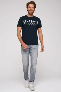 Shop CAMP DAVID & SOCCX Basic Logo T-Shirt blue navy bluenavy