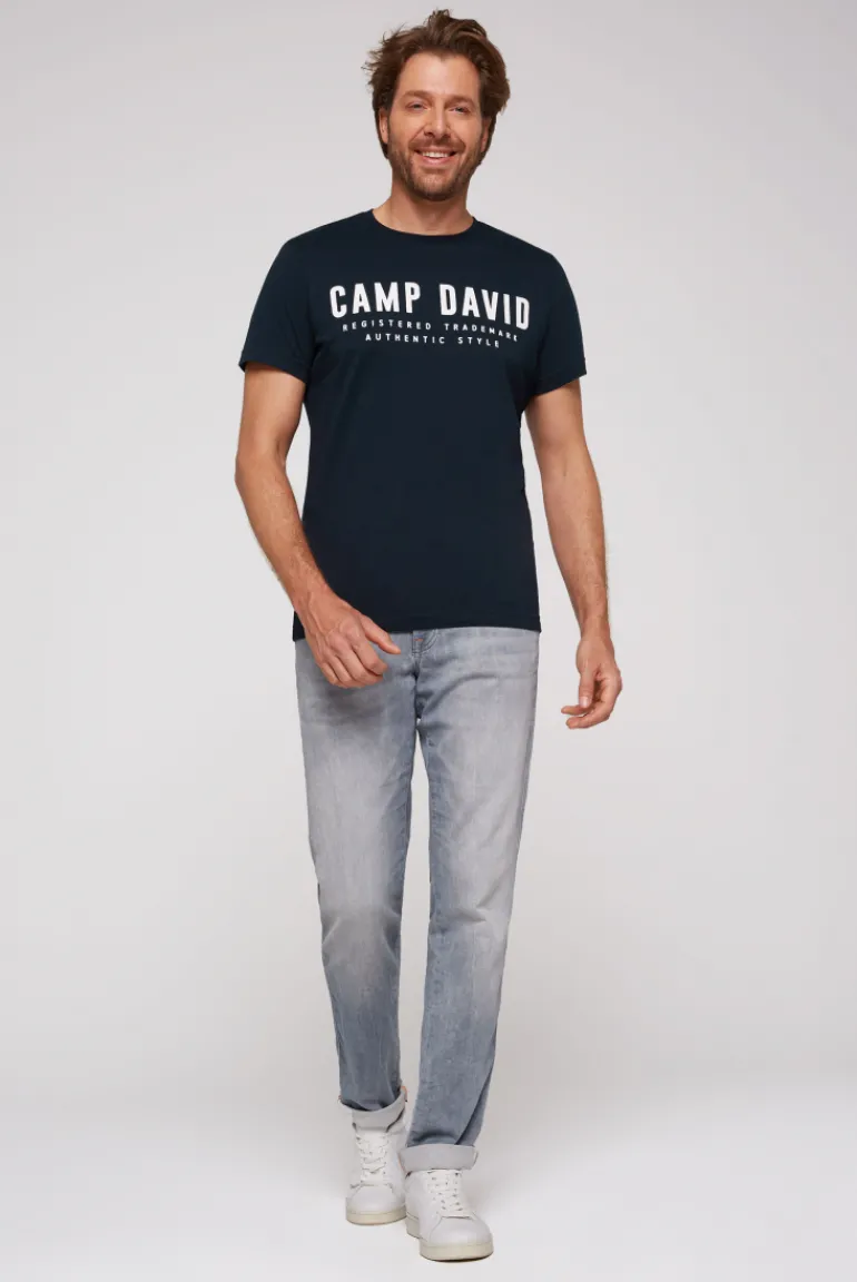Shop CAMP DAVID & SOCCX Basic Logo T-Shirt blue navy bluenavy