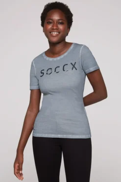 Cheap CAMP DAVID & SOCCX Basic Logo T-Shirt Oil Dyed cold grey coldgrey