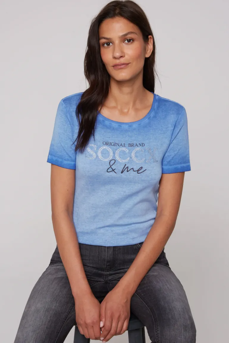 Clearance CAMP DAVID & SOCCX Basic Logo T-Shirt Oil Dyed vividblue