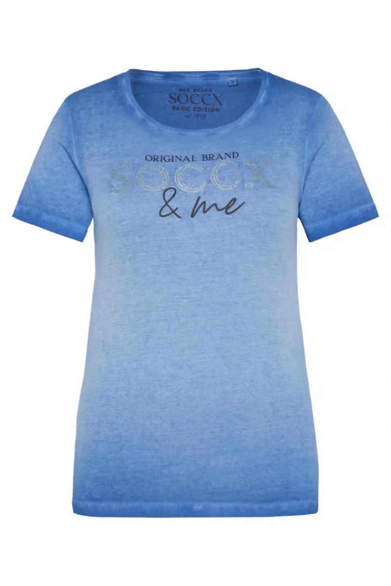 Clearance CAMP DAVID & SOCCX Basic Logo T-Shirt Oil Dyed vividblue