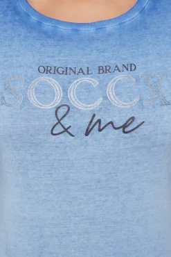 Clearance CAMP DAVID & SOCCX Basic Logo T-Shirt Oil Dyed vividblue