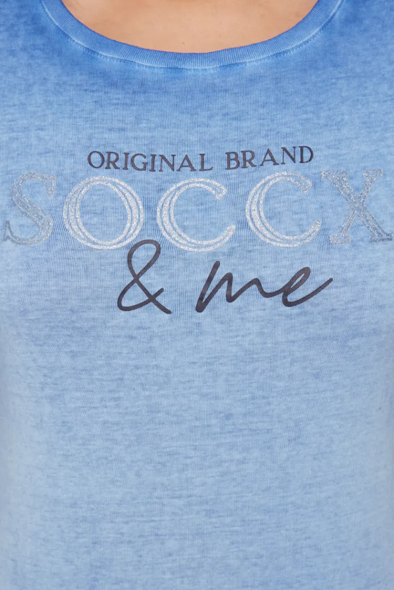 Clearance CAMP DAVID & SOCCX Basic Logo T-Shirt Oil Dyed vividblue