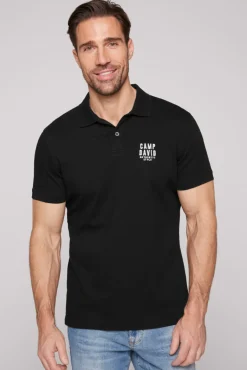 Cheap CAMP DAVID & SOCCX Basic Pikee-Polo mit Logo-Stickerei black