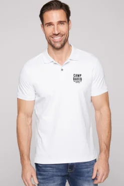 Hot CAMP DAVID & SOCCX Basic Pikee-Polo mit Logo-Stickerei opticwhite
