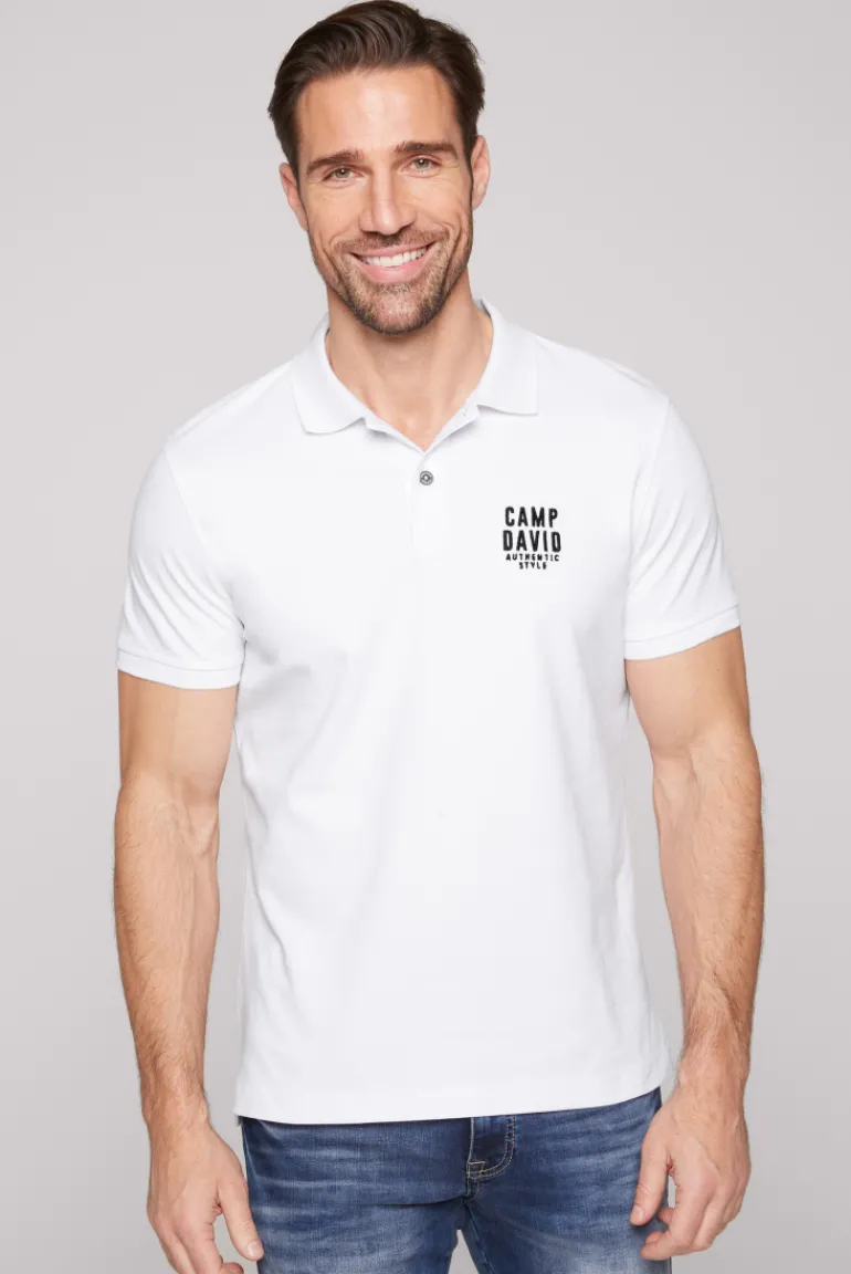 Hot CAMP DAVID & SOCCX Basic Pikee-Polo mit Logo-Stickerei opticwhite
