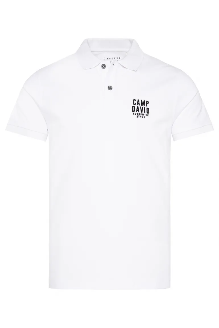 Hot CAMP DAVID & SOCCX Basic Pikee-Polo mit Logo-Stickerei opticwhite