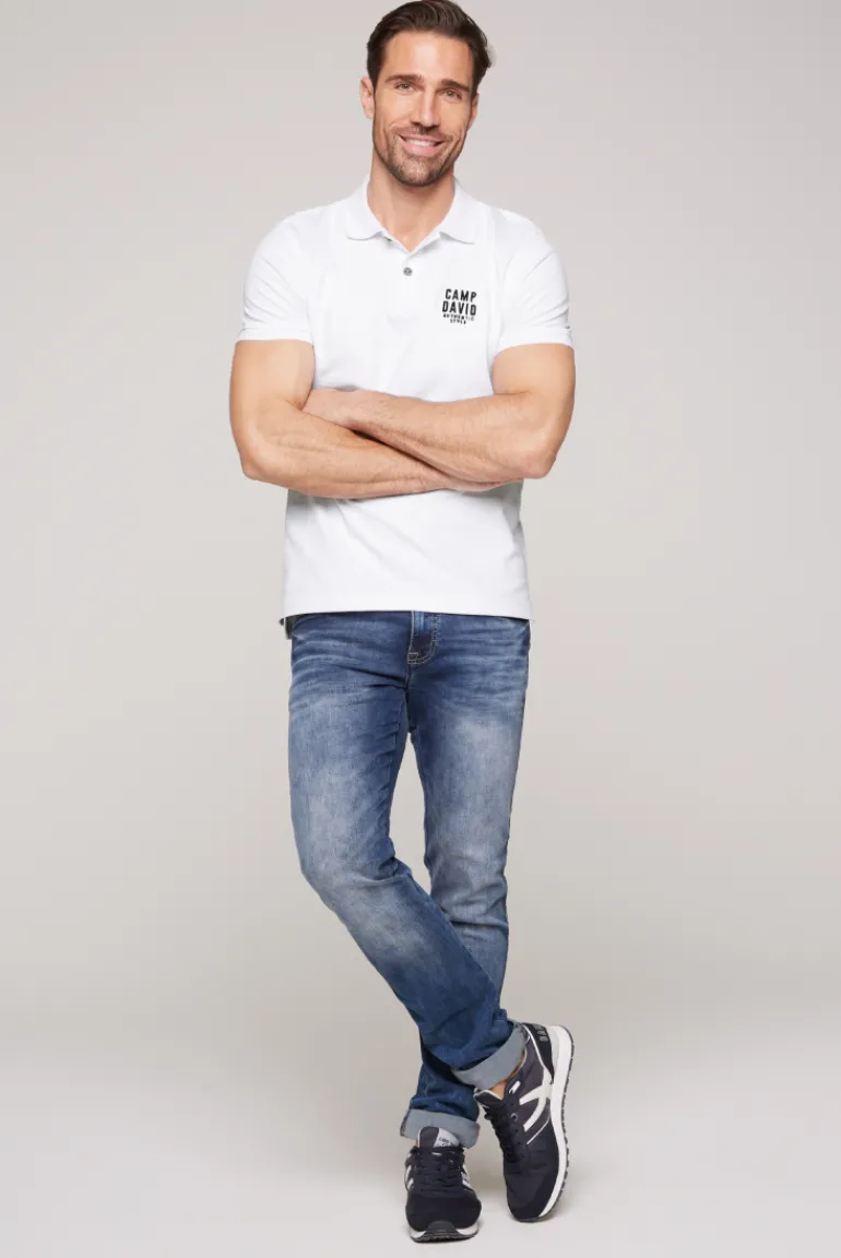 Hot CAMP DAVID & SOCCX Basic Pikee-Polo mit Logo-Stickerei opticwhite