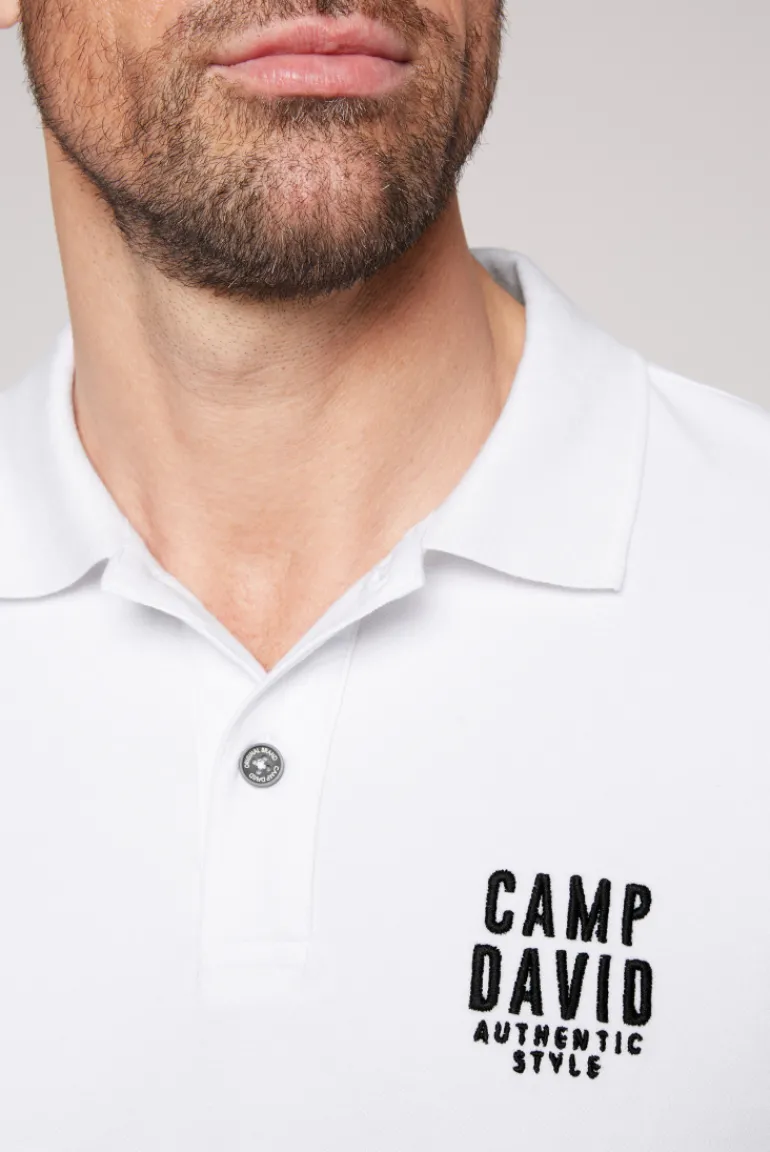 Hot CAMP DAVID & SOCCX Basic Pikee-Polo mit Logo-Stickerei opticwhite
