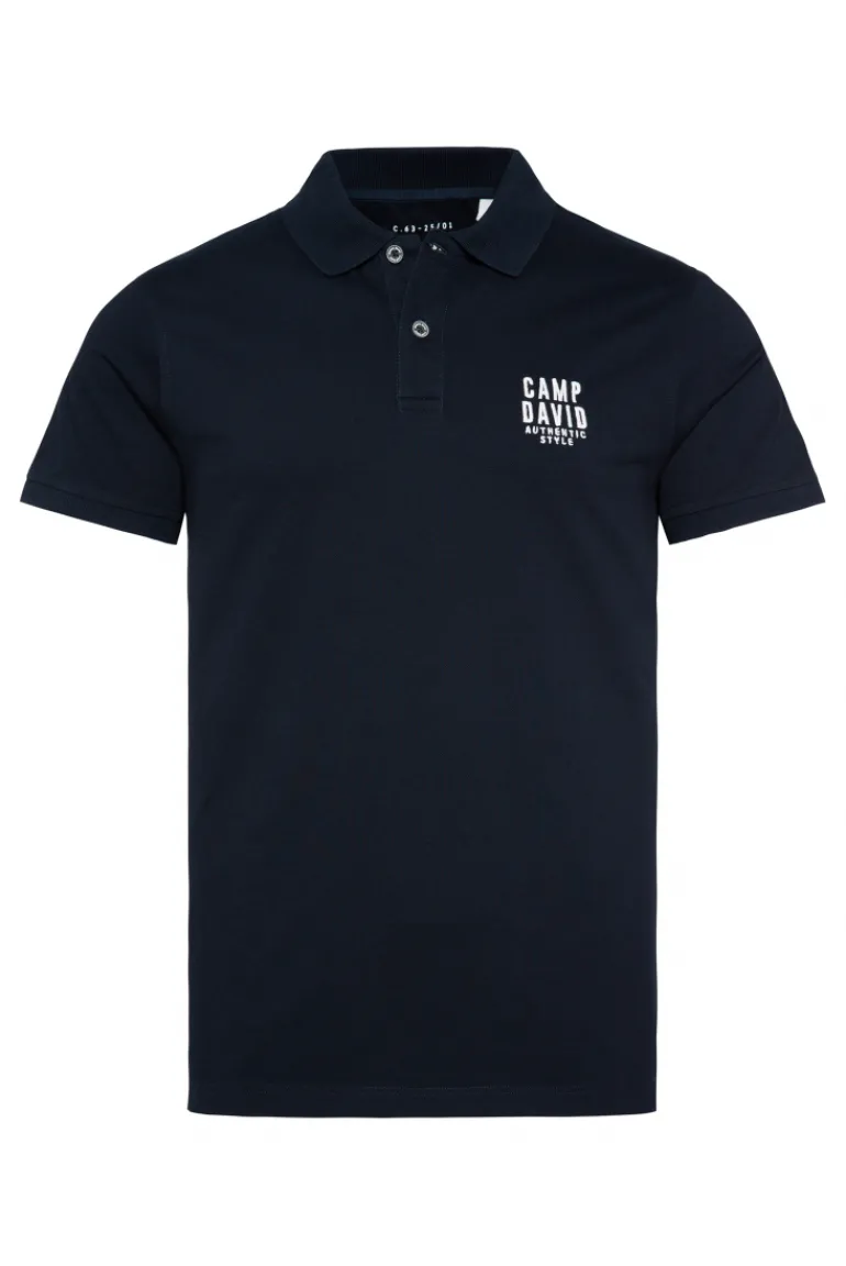 Cheap CAMP DAVID & SOCCX Basic Pikee-Polo mit Logo-Stickerei blue navy bluenavy
