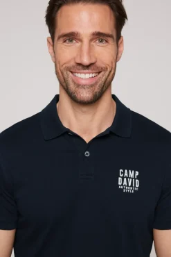 Cheap CAMP DAVID & SOCCX Basic Pikee-Polo mit Logo-Stickerei blue navy bluenavy