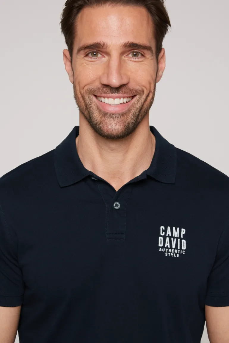 Cheap CAMP DAVID & SOCCX Basic Pikee-Polo mit Logo-Stickerei blue navy bluenavy
