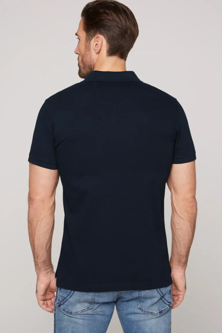 Cheap CAMP DAVID & SOCCX Basic Pikee-Polo mit Logo-Stickerei blue navy bluenavy