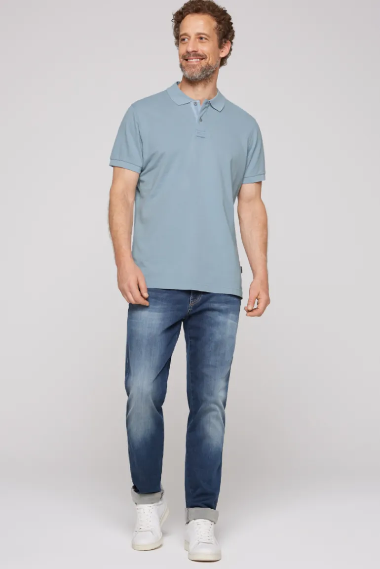 New CAMP DAVID & SOCCX Basic Pikee-Polo mit Trikotkragen new blue newblue