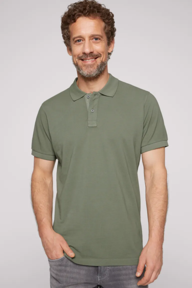 Cheap CAMP DAVID & SOCCX Basic Pikee-Polo mit Trikotkragen green olive greenolive