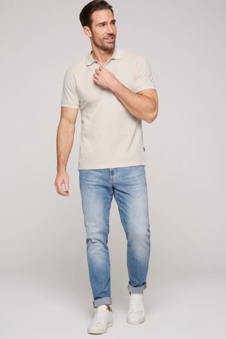 Best Sale CAMP DAVID & SOCCX Basic Pikee-Polo mit Trikotkragen light cappuccino lightcappuccino