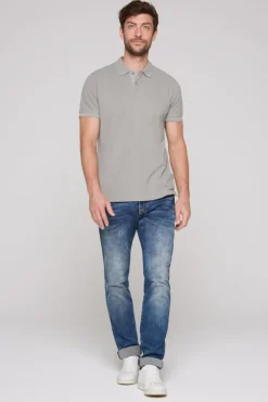 Best Sale CAMP DAVID & SOCCX Basic Pikee-Polo mit Trikotkragen polo grey pologrey