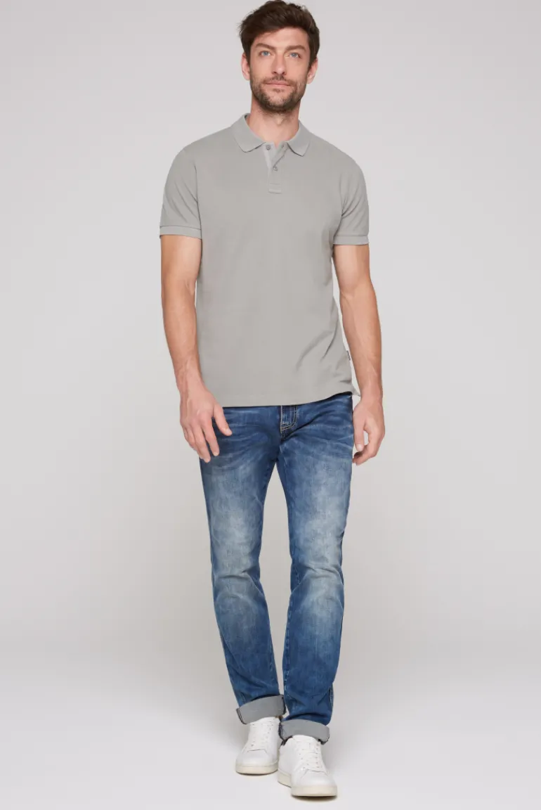 Best Sale CAMP DAVID & SOCCX Basic Pikee-Polo mit Trikotkragen polo grey pologrey