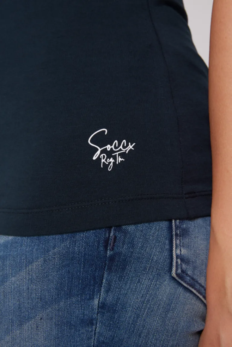 Clearance CAMP DAVID & SOCCX Basic Top mit Mini Logo Print blue navy bluenavy