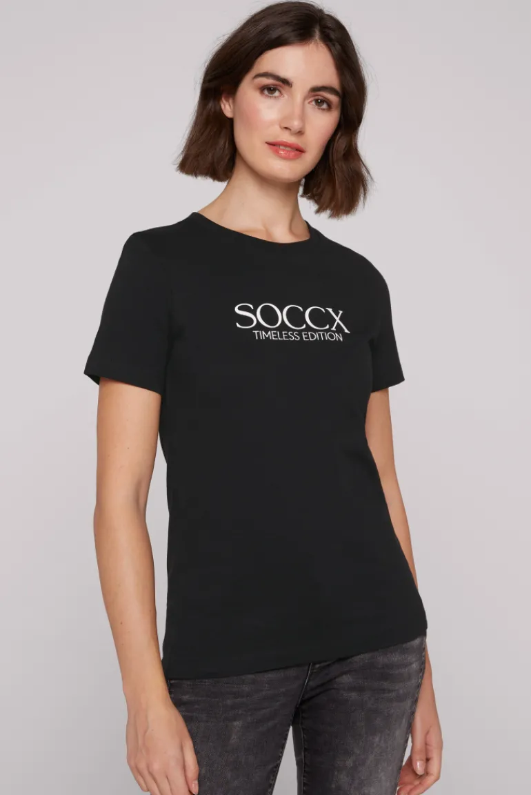 Fashion CAMP DAVID & SOCCX Basic T-Shirt mit Logo Print black