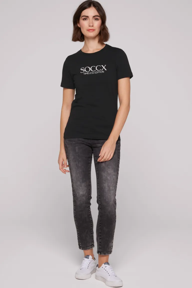 Fashion CAMP DAVID & SOCCX Basic T-Shirt mit Logo Print black