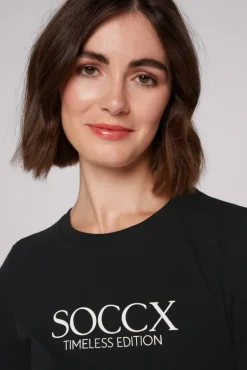 Fashion CAMP DAVID & SOCCX Basic T-Shirt mit Logo Print black