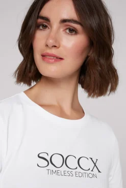 Fashion CAMP DAVID & SOCCX Basic T-Shirt mit Logo Print opticwhite