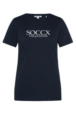 Shop CAMP DAVID & SOCCX Basic T-Shirt mit Logo Print blue navy bluenavy