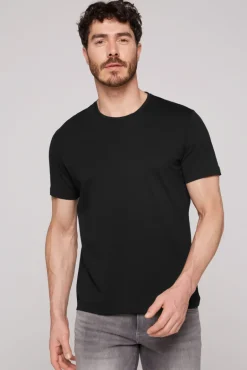 Fashion CAMP DAVID & SOCCX Basic T-Shirt mit Rundhalsausschnitt, Doppelpack / black
