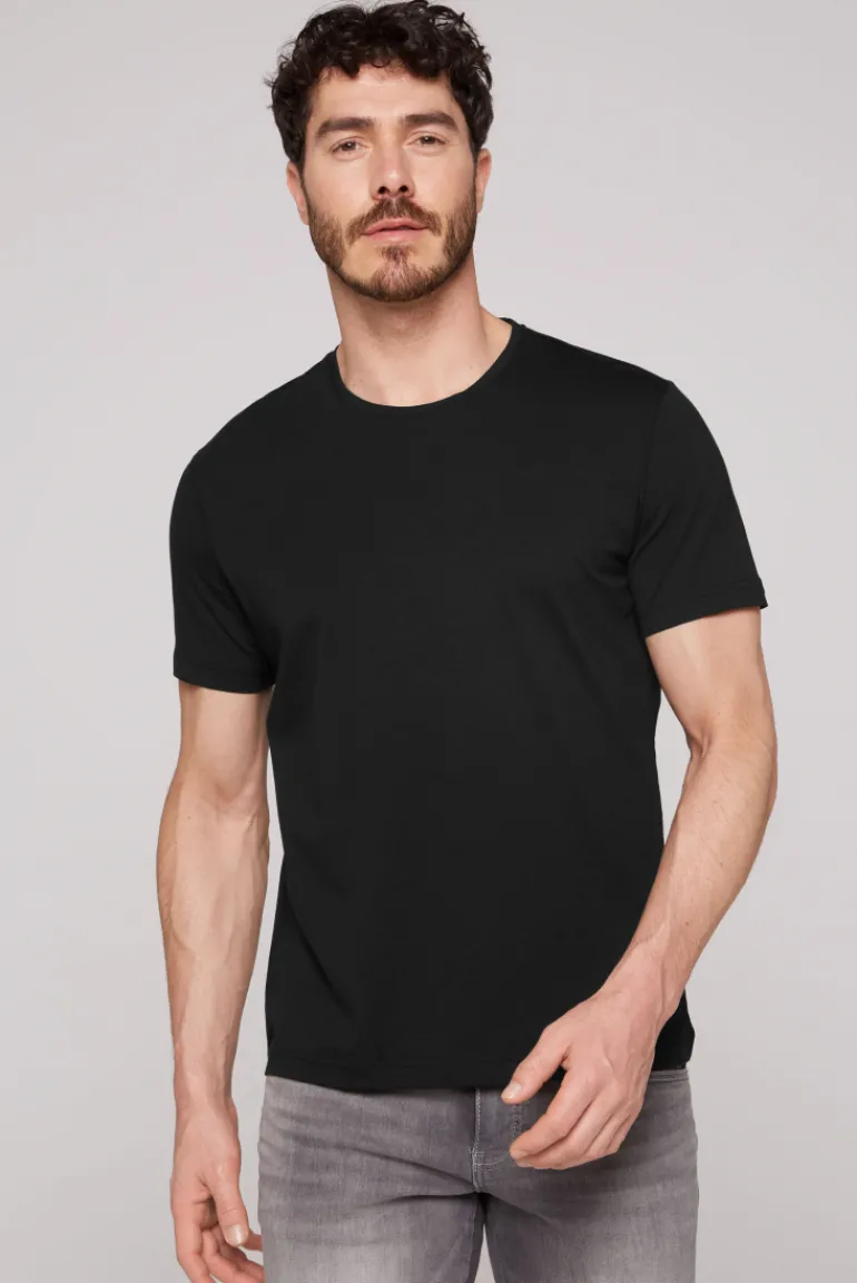 Fashion CAMP DAVID & SOCCX Basic T-Shirt mit Rundhalsausschnitt, Doppelpack / black