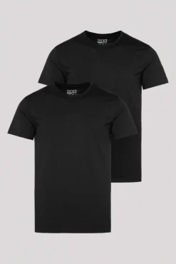 Fashion CAMP DAVID & SOCCX Basic T-Shirt mit Rundhalsausschnitt, Doppelpack / black