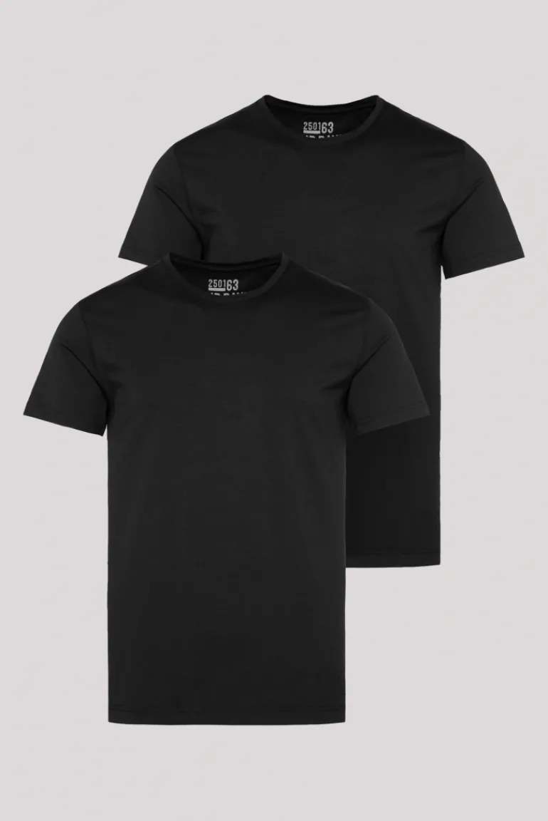 Fashion CAMP DAVID & SOCCX Basic T-Shirt mit Rundhalsausschnitt, Doppelpack / black