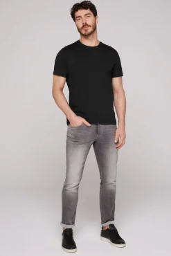 Fashion CAMP DAVID & SOCCX Basic T-Shirt mit Rundhalsausschnitt, Doppelpack / black